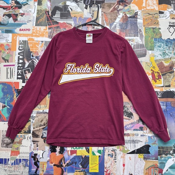 Fruit of the Loom Florida State Seminoles Long Sleeve T Shirt Burgundy S - Picture 1 of 7